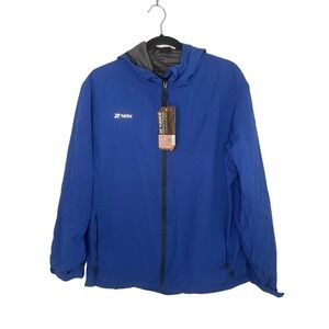 Tultex Outdoor Jacket‎ MensBlue Hooded Lightweight Rain WindbreakerSize L